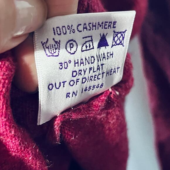 Brora Sweater Cardigan Cashmere Plum Velvet Trim Button Up Thin Knit Office 4/S - Picture 7 of 7